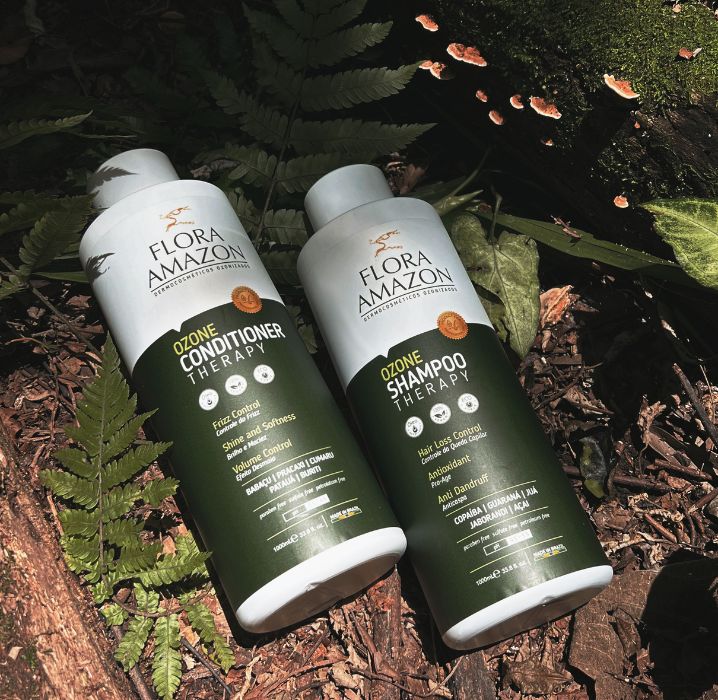 ozone shampoo and conditioner therapy by flora amazon for frizz and volume control, and softness.