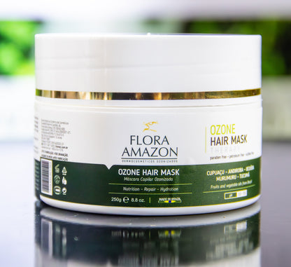 close up hair mask container infused with botanical extracts for nutrition, hydration, and repair.