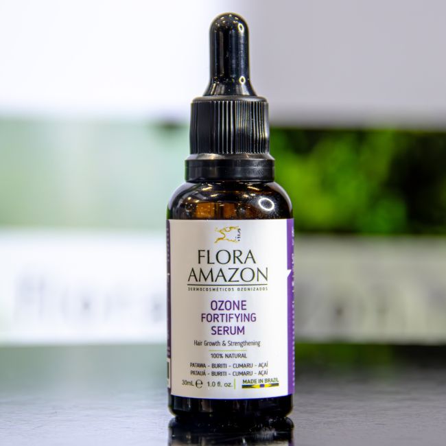 flora amazon's ozone fortifying serum sitting on a table.