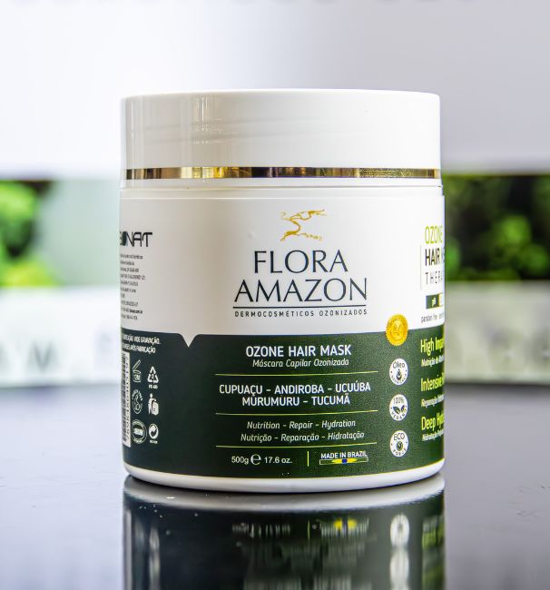 flora amazon's natural hair mask sitting on a table. 